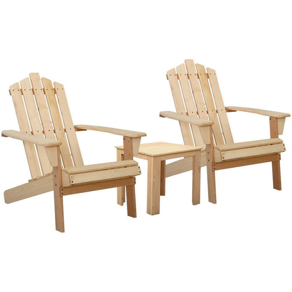 Outdoor Sun Lounge Beach Chairs Table Setting Wooden Adirondack Patio Natural Wood Chair Sets Fast shipping On sale