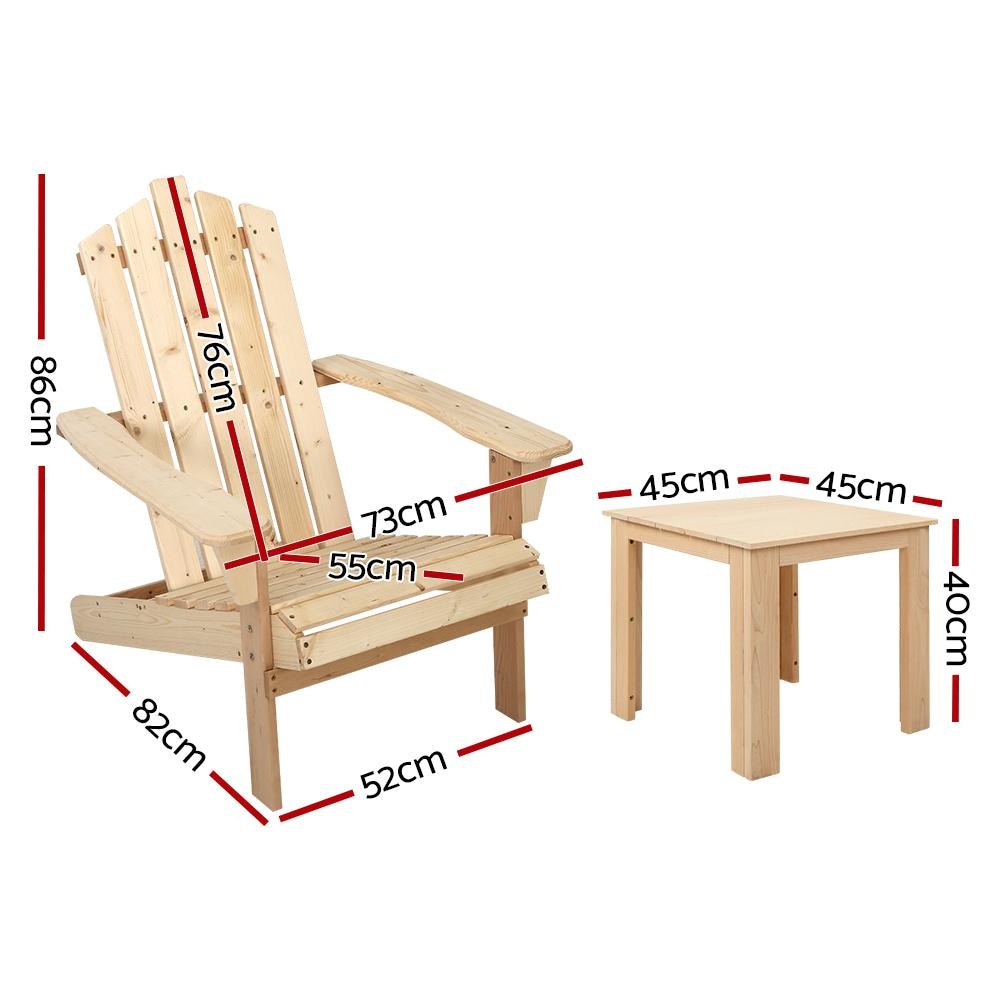 Outdoor Sun Lounge Beach Chairs Table Setting Wooden Adirondack Patio Natural Wood Chair Sets Fast shipping On sale