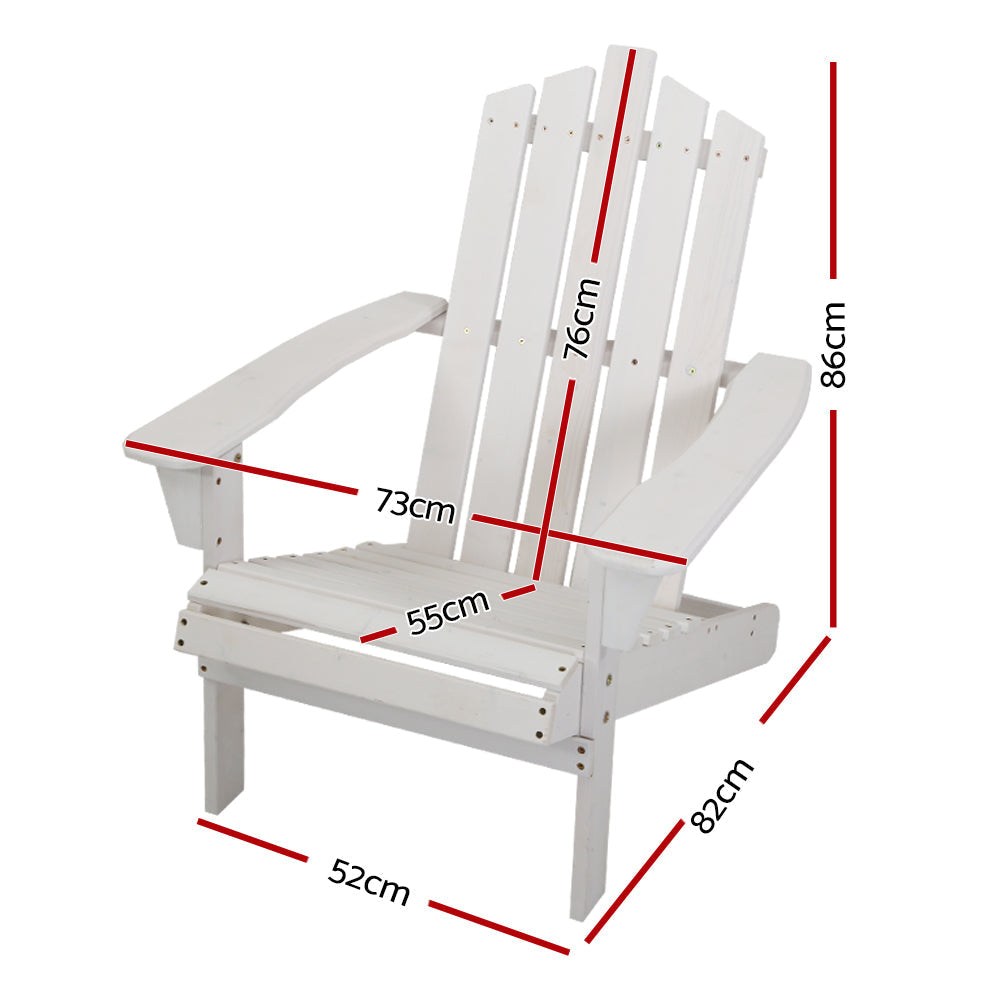 Outdoor Sun Lounge Beach Chairs Table Setting Wooden Adirondack Patio - White Furniture Fast shipping On sale