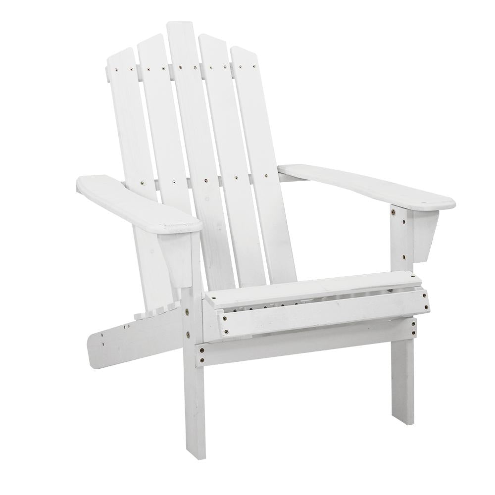 Outdoor Sun Lounge Beach Chairs Table Setting Wooden Adirondack Patio - White Furniture Fast shipping On sale
