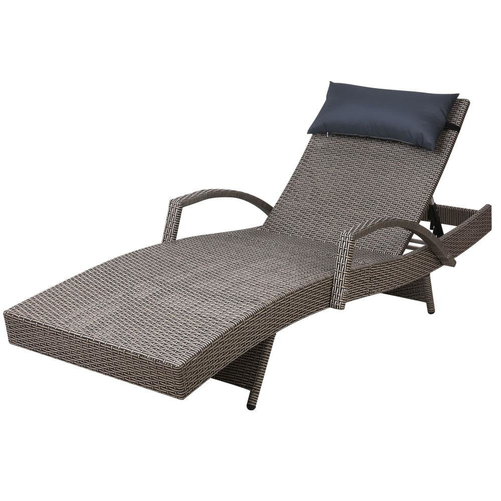 Outdoor Sun Lounge Furniture Day Bed Wicker Pillow Sofa Set Fast shipping On sale