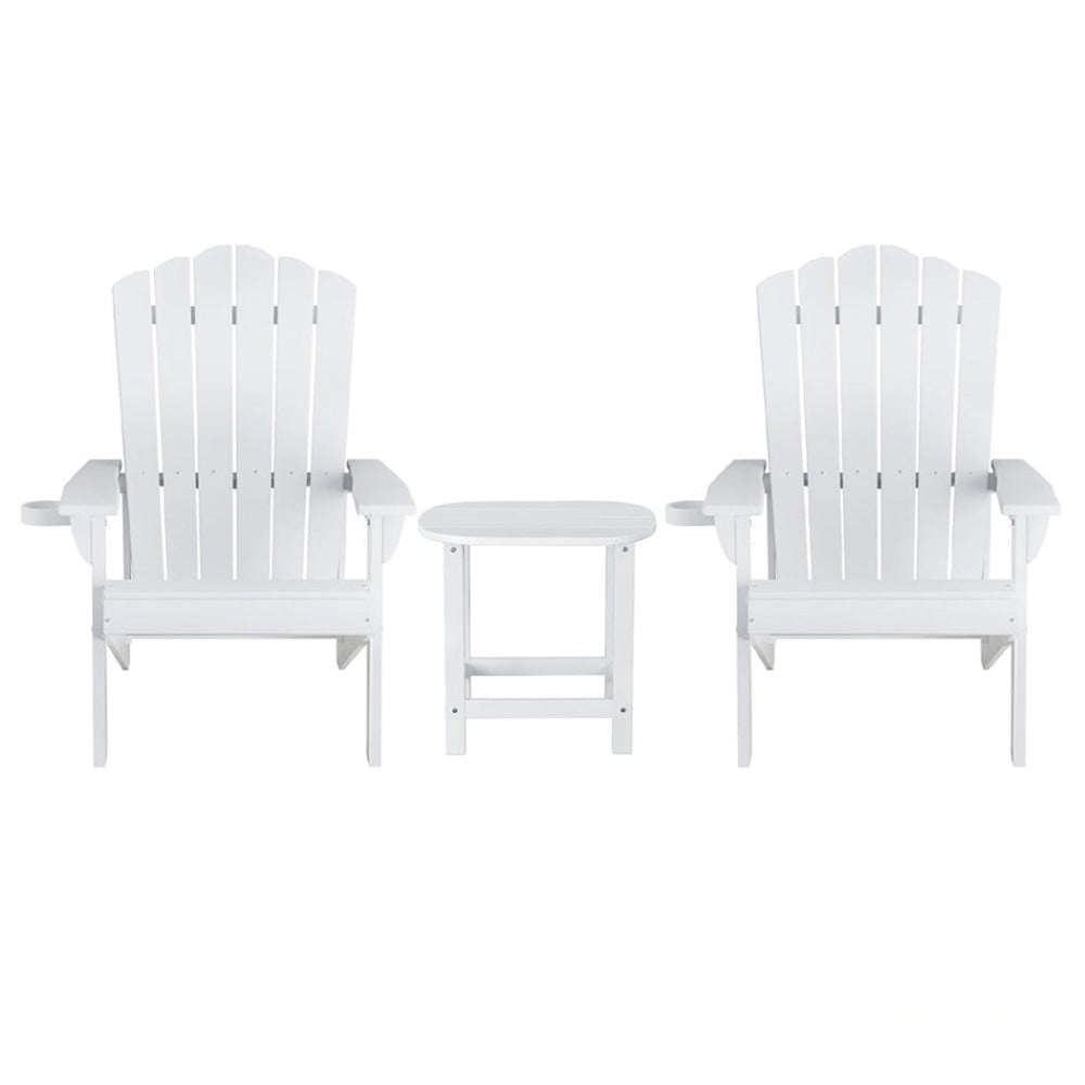 Outdoor Table and Chairs HDPE Adirondack Beach Chair Sun Lounge Patio Furniture Garden White Fast shipping On sale