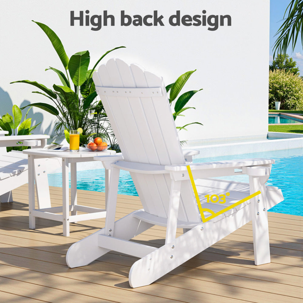 Outdoor Table and Chairs HDPE Adirondack Beach Chair Sun Lounge Patio Furniture Garden White Fast shipping On sale