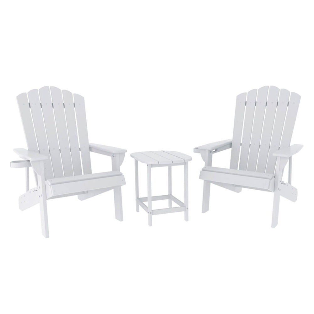 Outdoor Table and Chairs HDPE Adirondack Beach Chair Sun Lounge Patio Furniture Garden White Fast shipping On sale