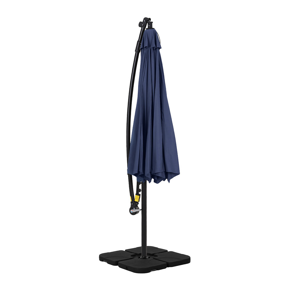 Outdoor Umbrella 3M Cantilever Beach LED w/Base Garden Shade Patio Navy Decor Fast shipping On sale