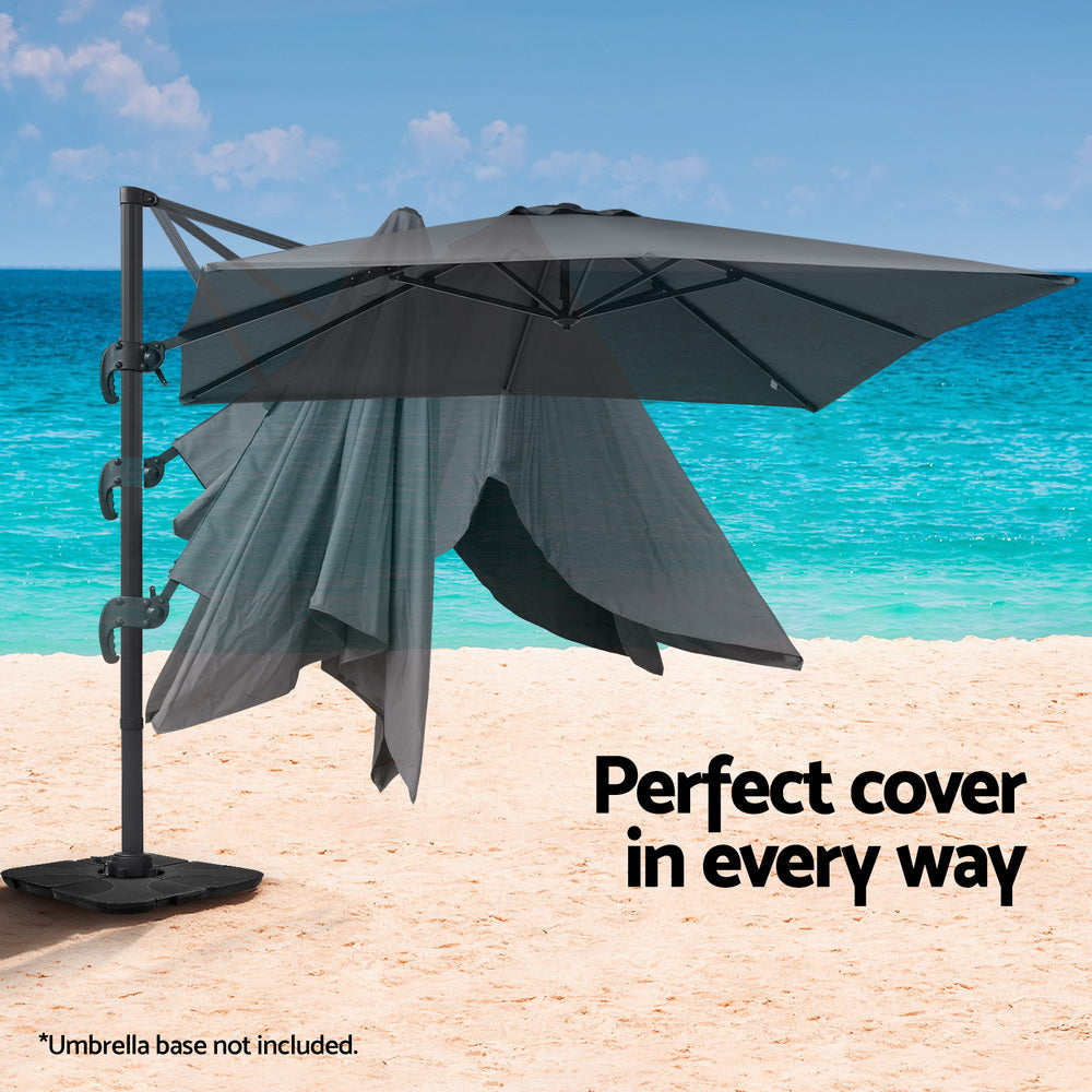 Outdoor Umbrella 3m Umbrellas Cantilever Stand Sun Roma 360 Degree Charcoal Decor Fast shipping On sale