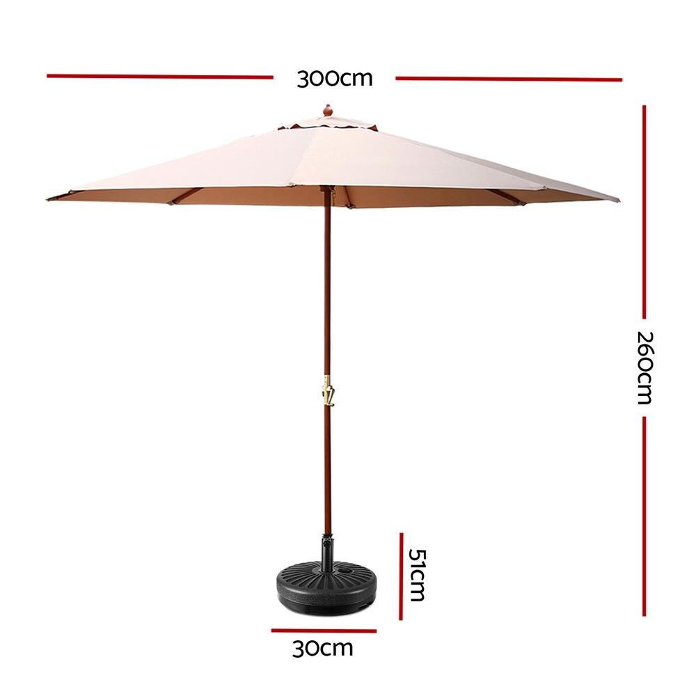 Outdoor Umbrella Pole Umbrellas 3M with Base Garden Stand Deck Beige Patio Fast shipping On sale