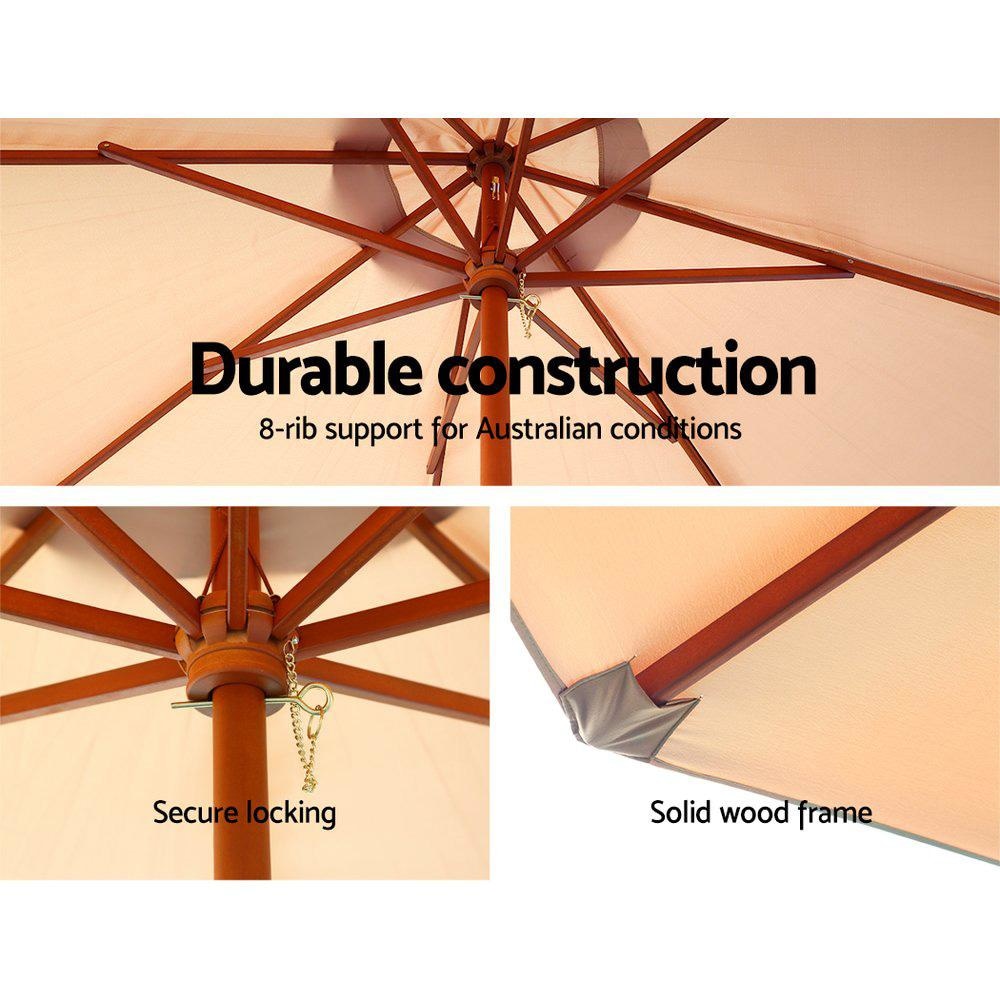 Outdoor Umbrella Pole Umbrellas 3M with Base Garden Stand Deck Beige Patio Fast shipping On sale