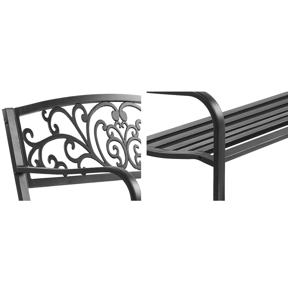 Outdoor Vintage Victorian Insipired Design Garden Bench Relaxing Chair - Black Furniture Fast shipping On sale