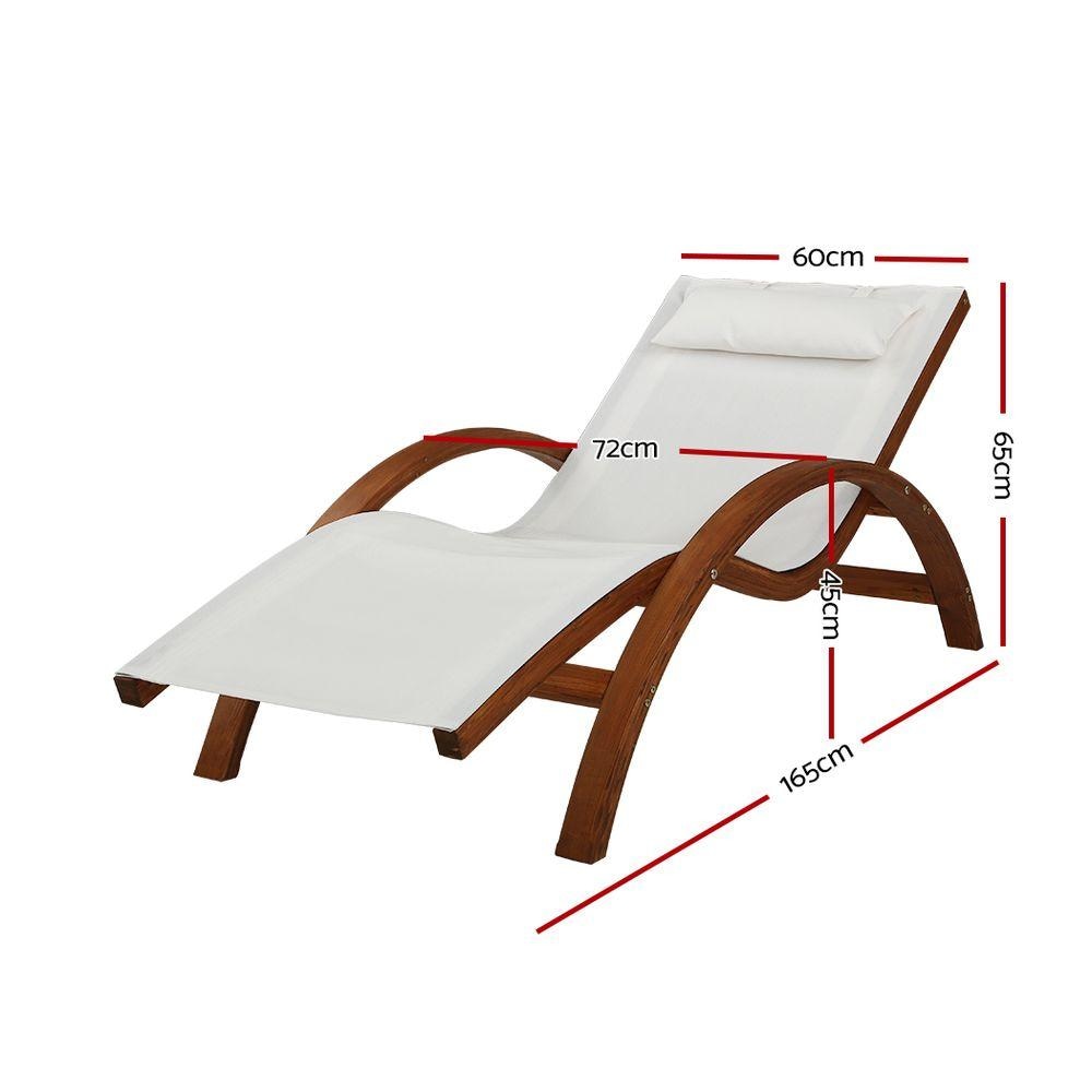 Outdoor Wooden Sun Lounge Setting Day Bed Chair Garden Patio Furniture Fast shipping On sale