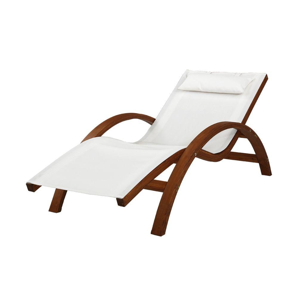 Outdoor Wooden Sun Lounge Setting Day Bed Chair Garden Patio Furniture Fast shipping On sale