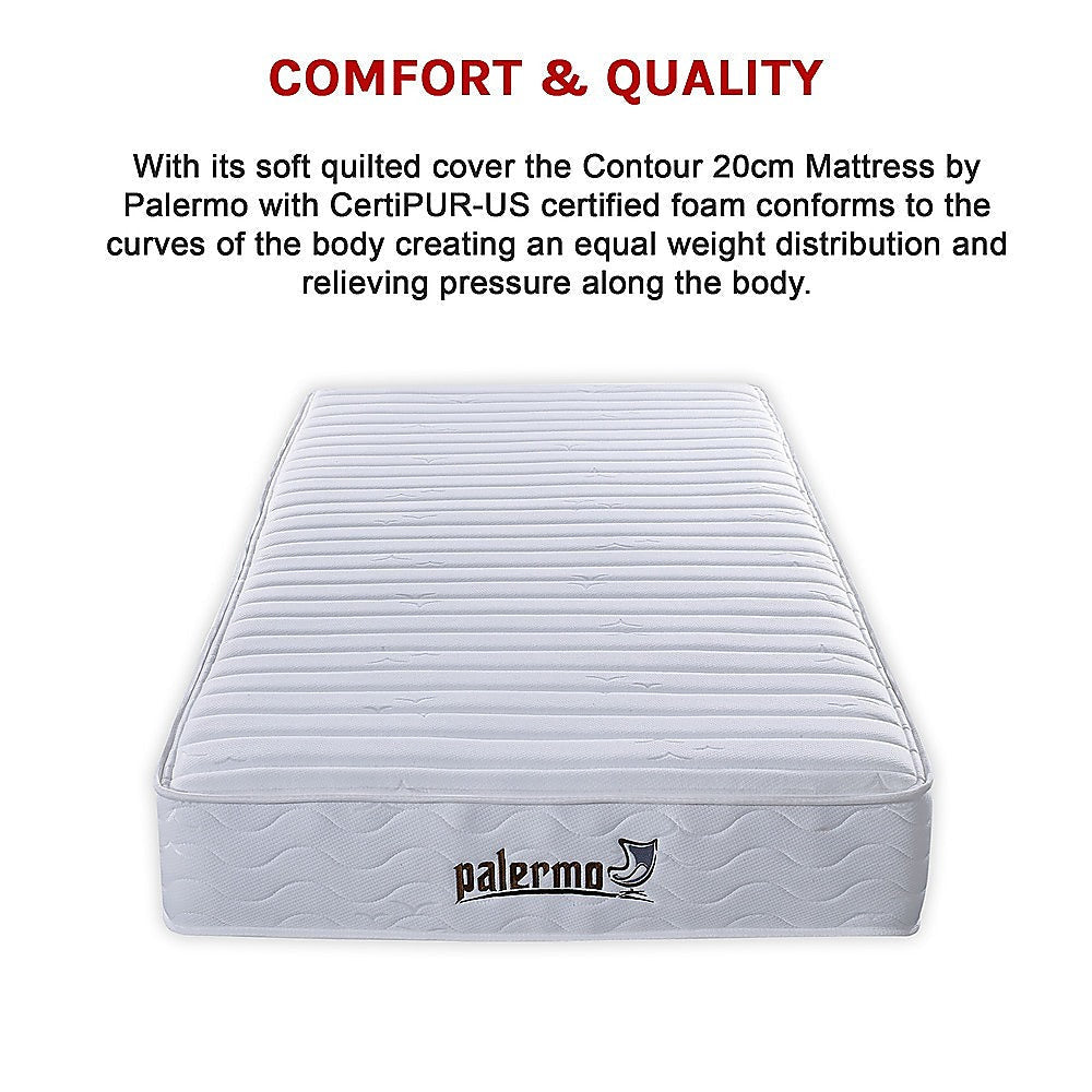 Palermo Contour 20cm Encased Coil King Single Mattress CertiPUR - US Certified Foam Fast shipping On sale