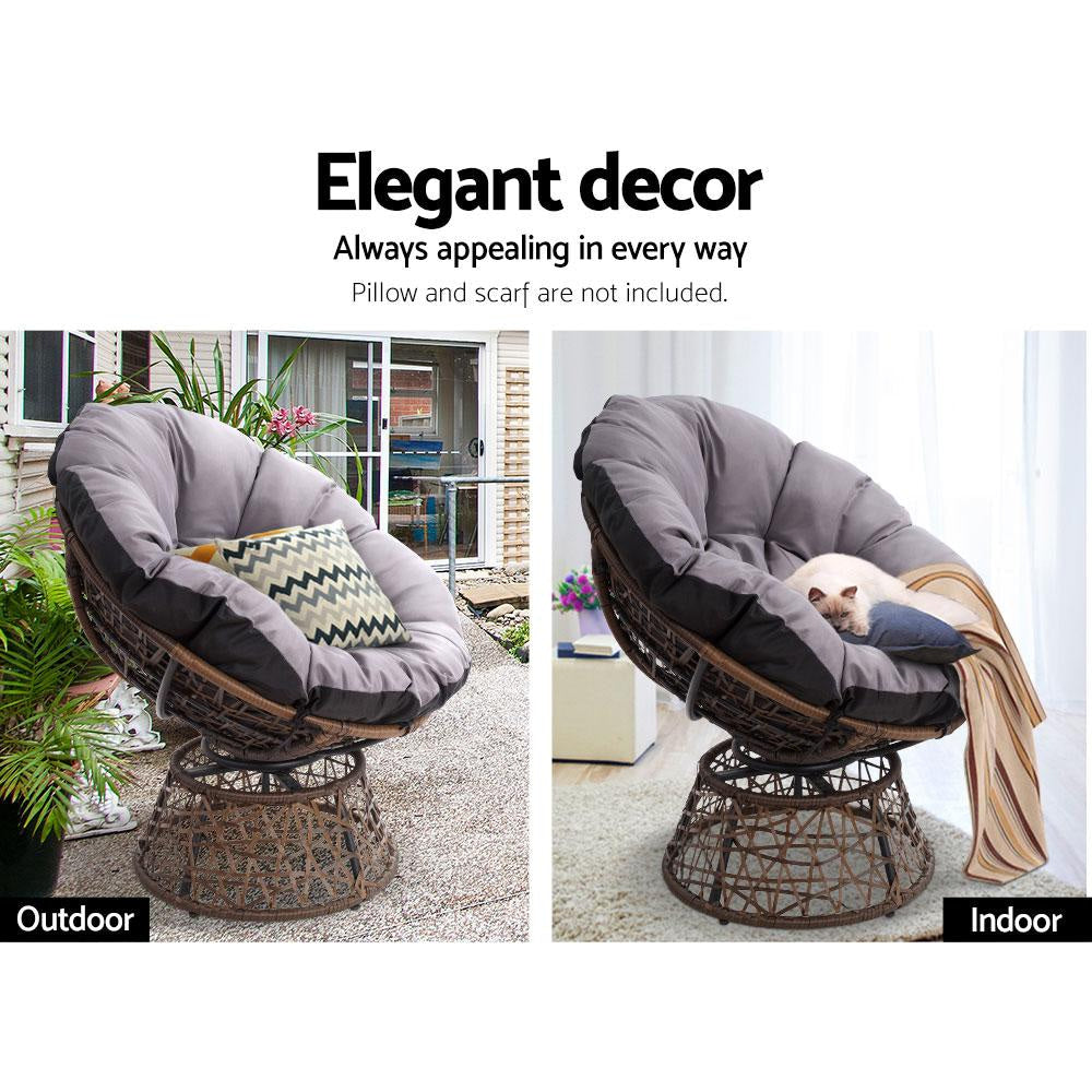 Papasan Chair and Side Table - Brown Outdoor Furniture Fast shipping On sale