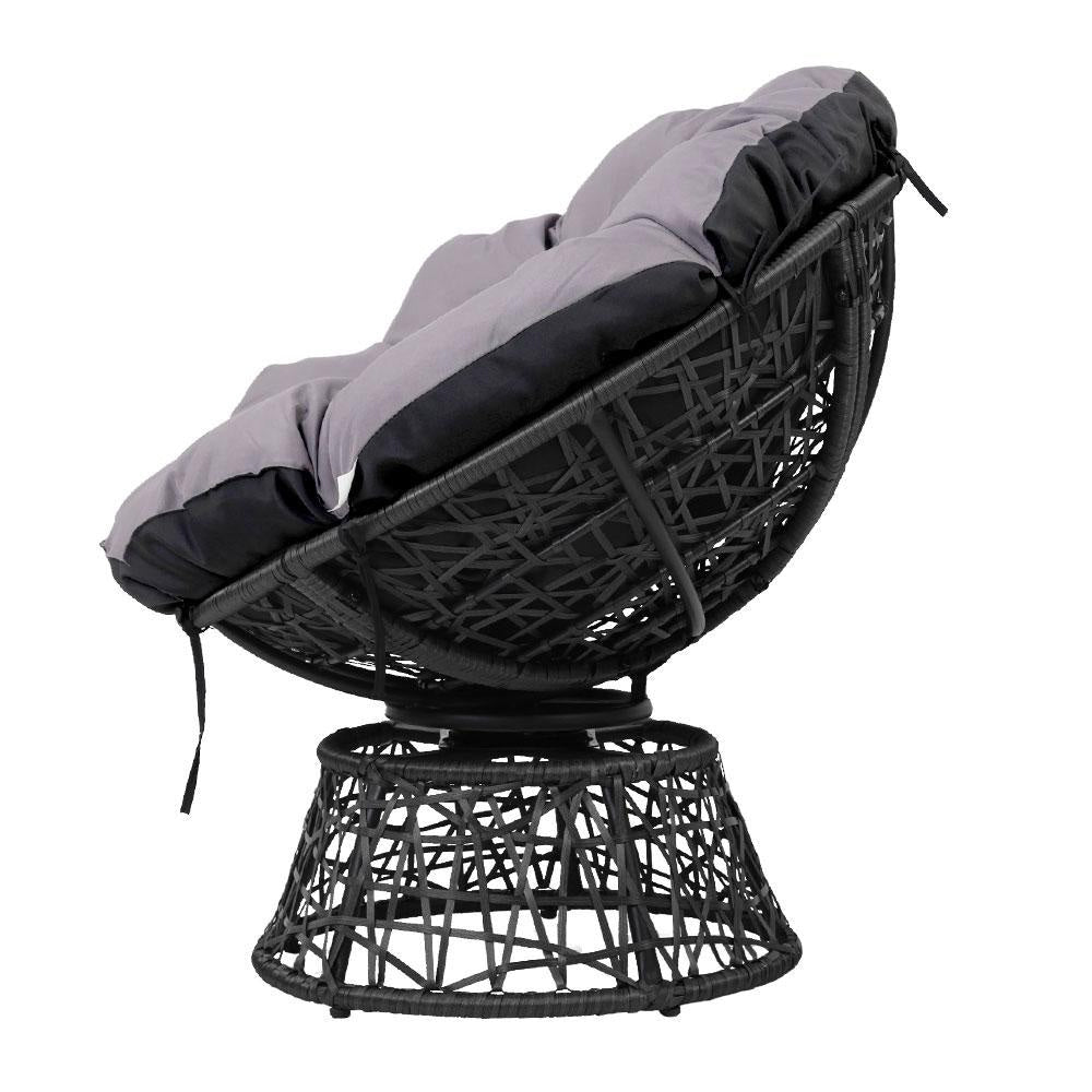 Papasan Chair and Side Table Set- Black Outdoor Sets Fast shipping On sale