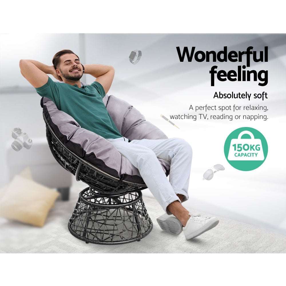 Papasan Chair - Black Outdoor Furniture Fast shipping On sale