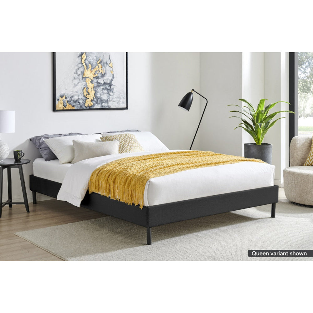 Parker Fabric Bed Base Frame King Size Black Fast shipping On sale