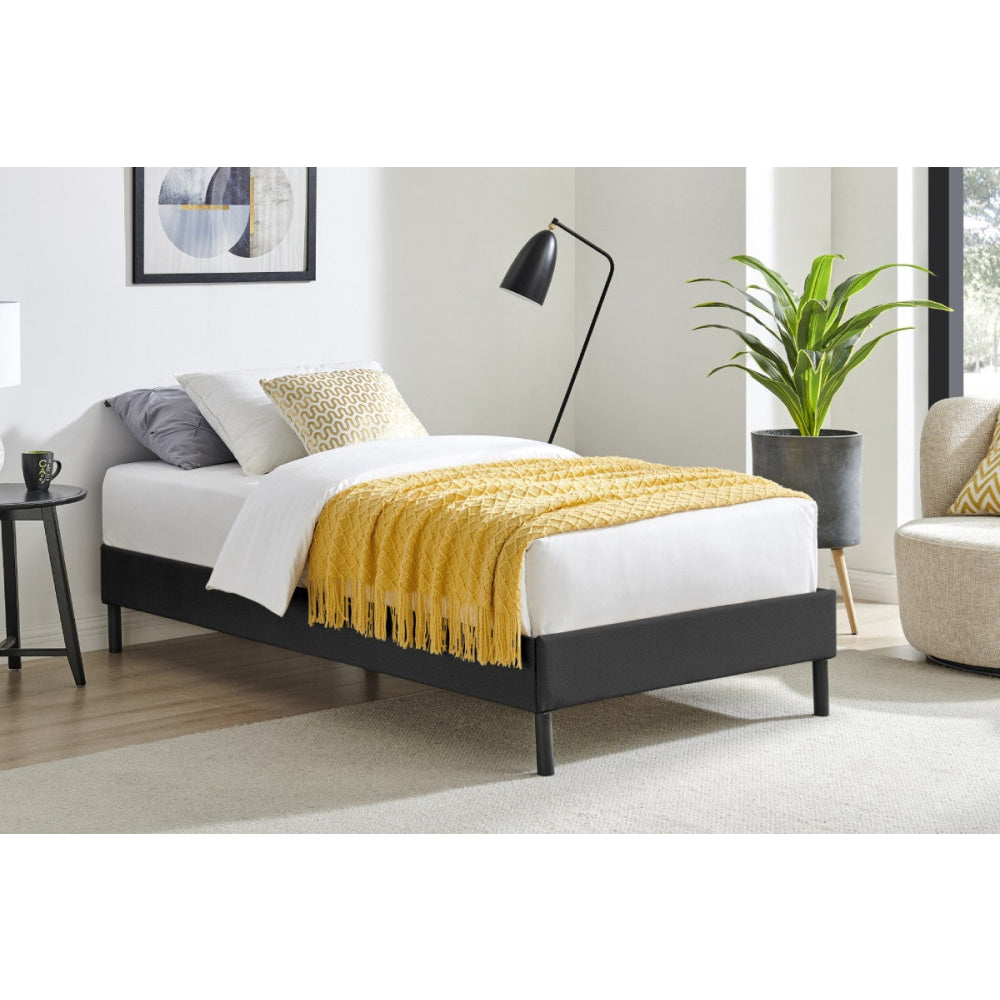 Parker Fabric Bed Base Frame King Size Black Fast shipping On sale