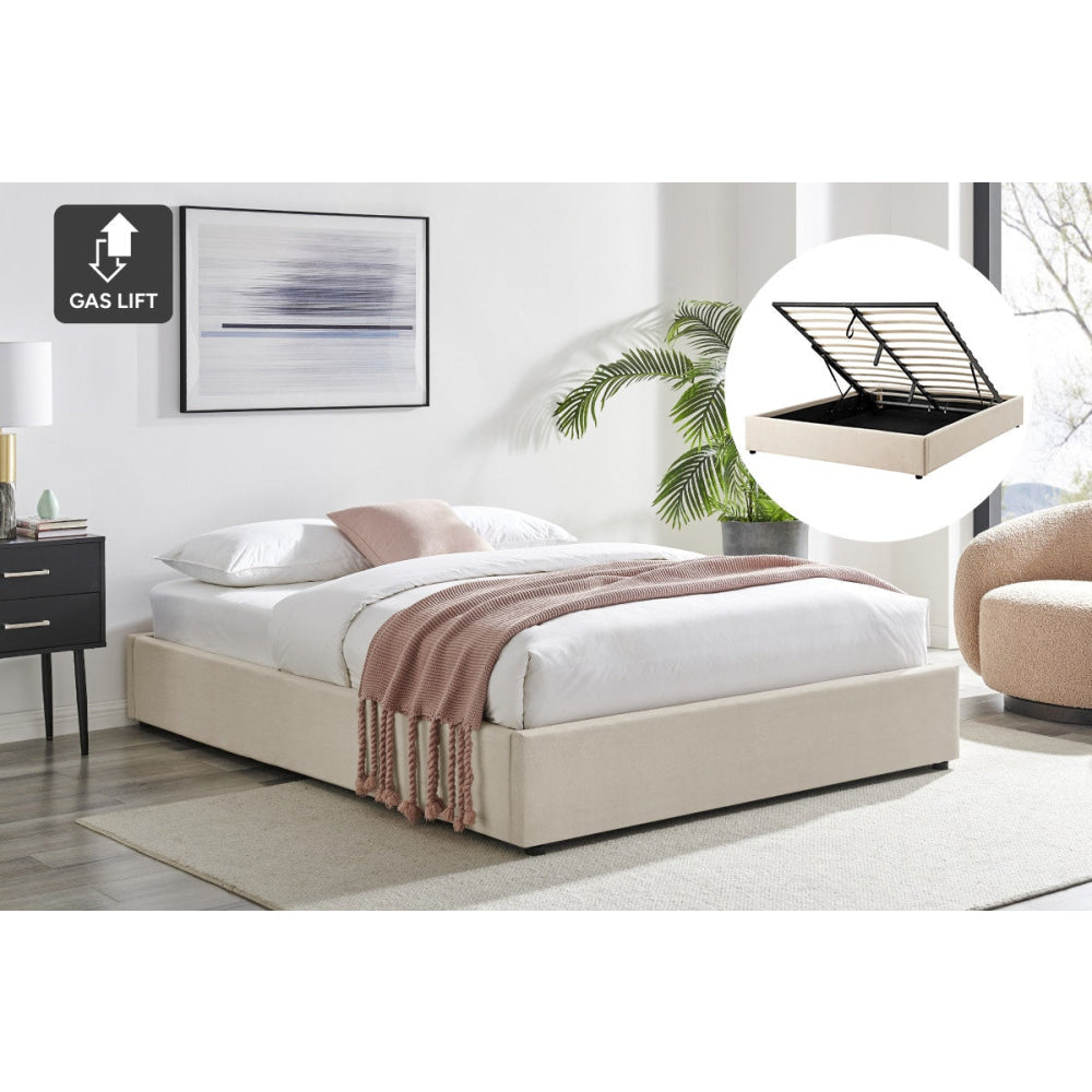 Parker Gas Lift Storage Bed Frame Queen Size Beige Fast shipping On sale