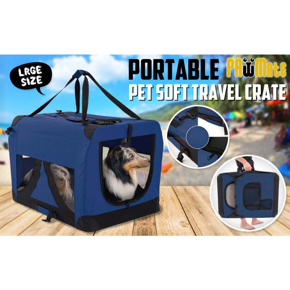 Paw Mate Blue Portable Soft Dog Cage Crate Carrier XL Cares Fast shipping On sale