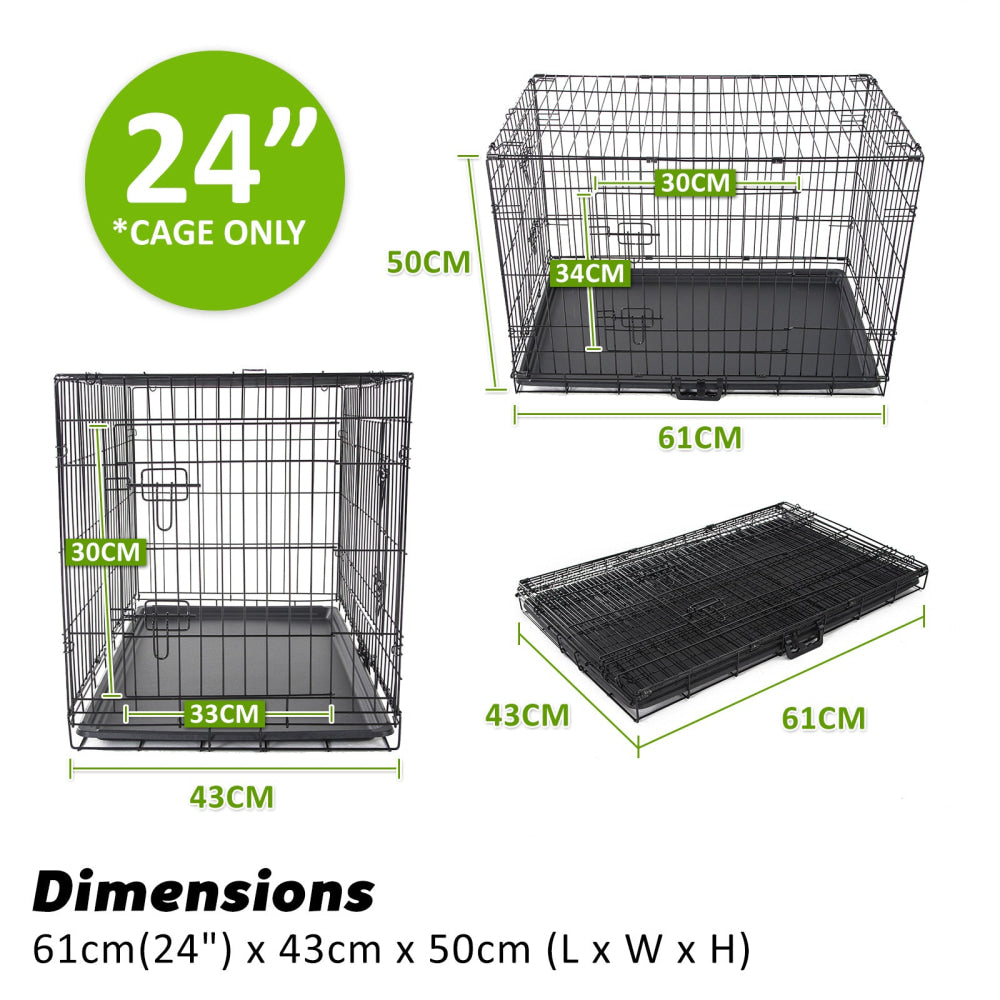 Paw Mate Wire Dog Cage Crate 24in with Tray + Cushion Mat + Blue Cover Combo Cares Fast shipping On sale