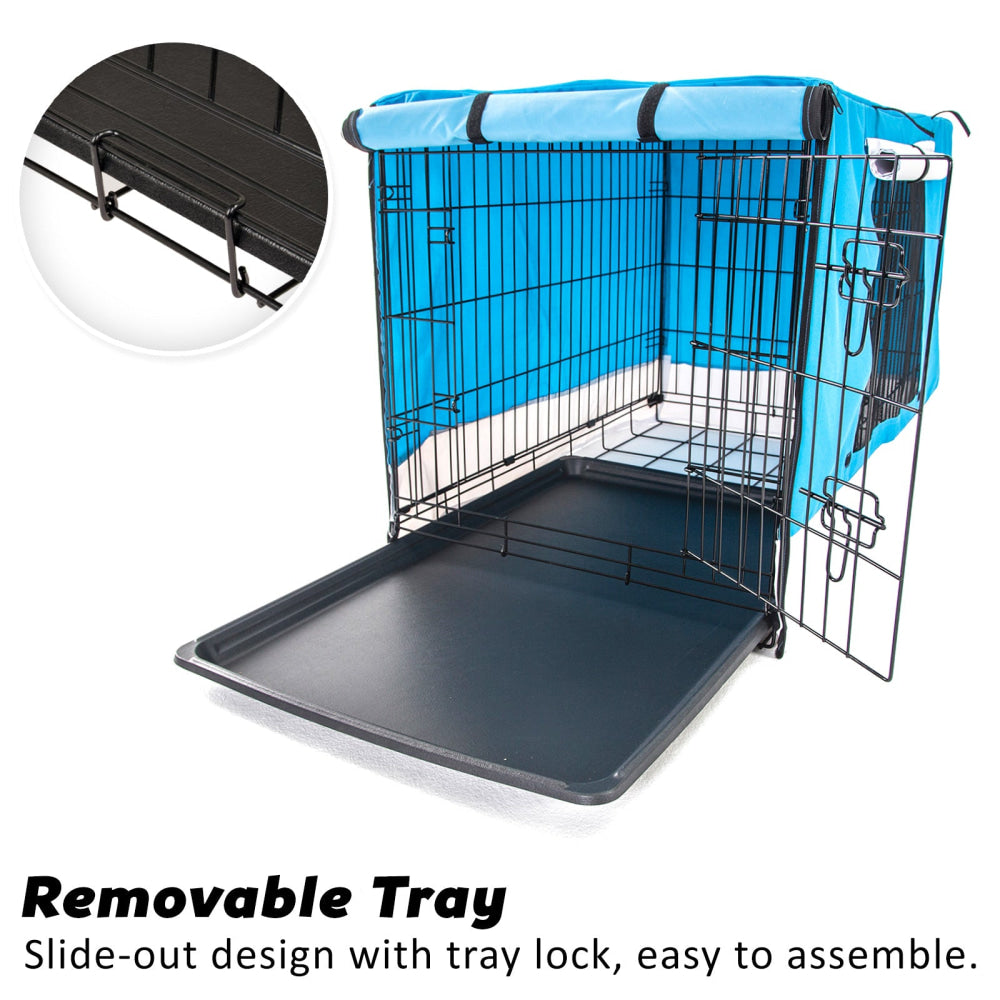 Paw Mate Wire Dog Cage Crate 36in with Tray + Cushion Mat + Blue Cover Combo Cares Fast shipping On sale