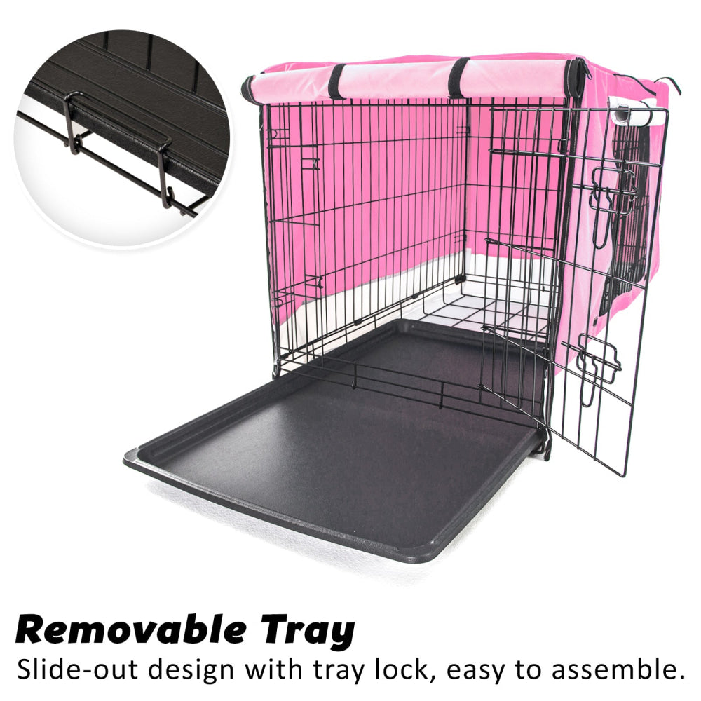 Paw Mate Wire Dog Cage Crate 42in with Tray + Cushion Mat + Pink Cover Combo Cares Fast shipping On sale