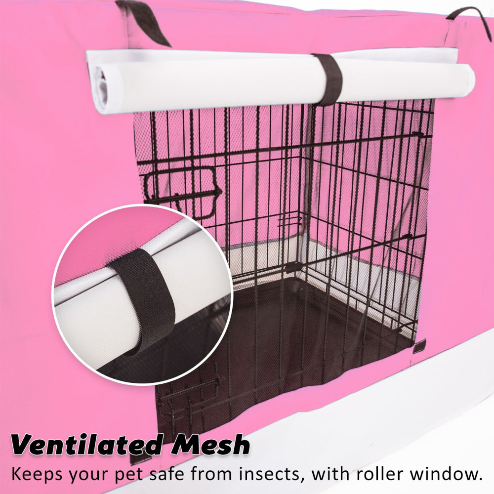 Paw Mate Wire Dog Cage Crate 42in with Tray + Cushion Mat + Pink Cover Combo Cares Fast shipping On sale