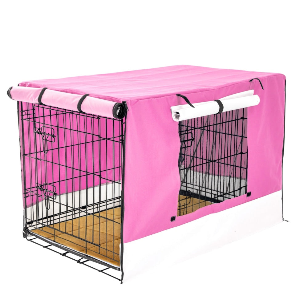 Paw Mate Wire Dog Cage Crate 48in with Tray + Cushion Mat + Pink Cover Combo Cares Fast shipping On sale