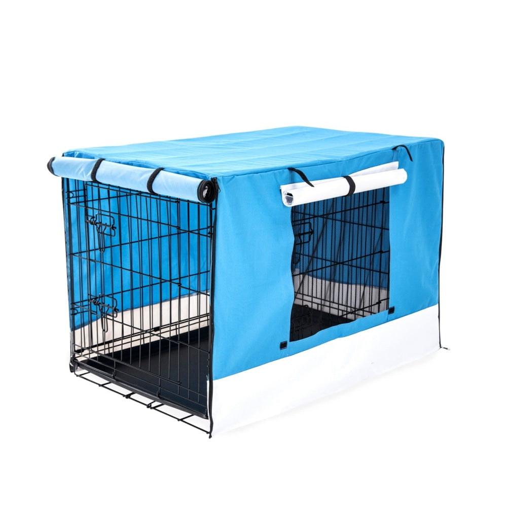 Paw Mate Wire Dog Cage Foldable Crate Kennel 30in with Tray + Blue Cover Combo Cares Fast shipping On sale