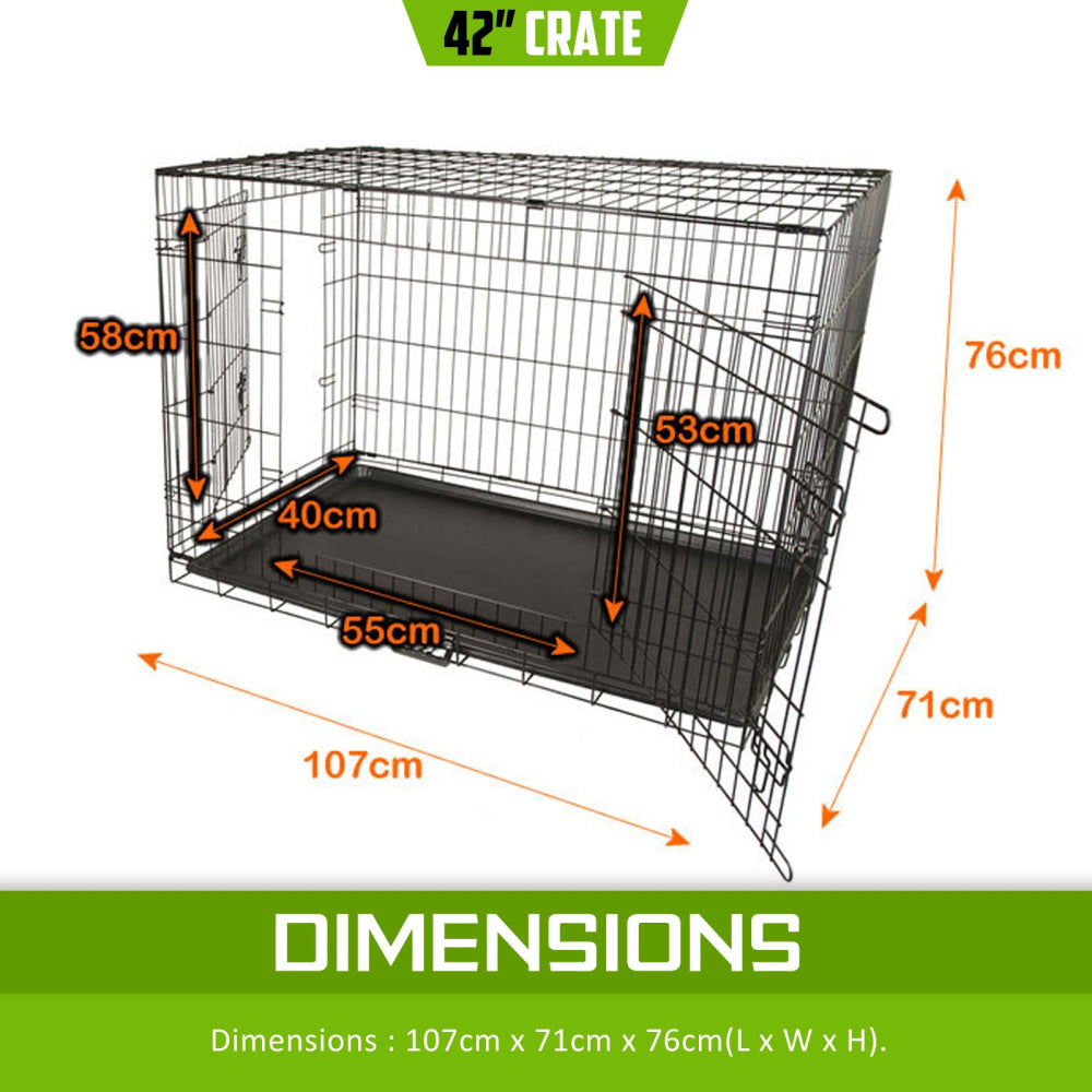 Paw Mate Wire Dog Cage Foldable Crate Kennel 42in with Tray Cares Fast shipping On sale