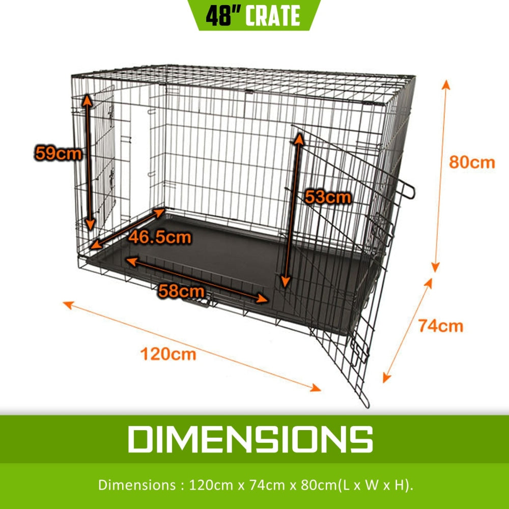 Paw Mate Wire Dog Cage Foldable Crate Kennel 48in with Tray Cares Fast shipping On sale