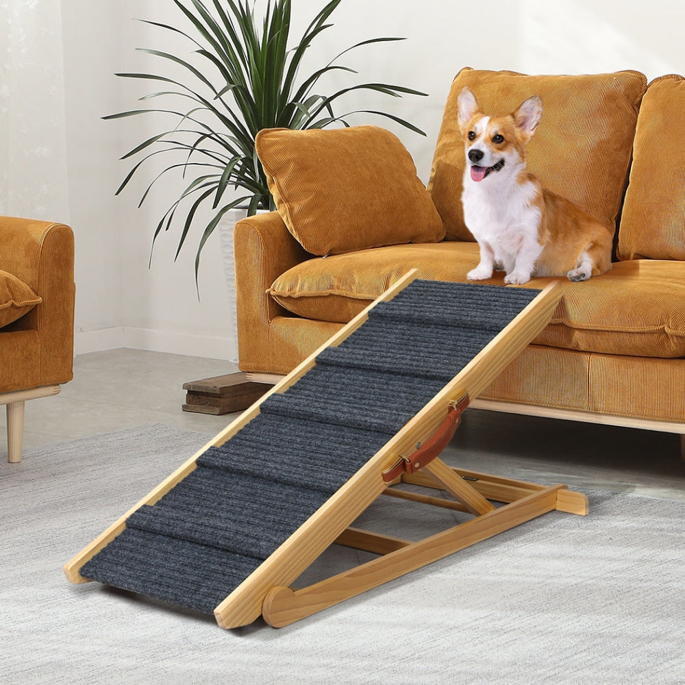 PaWz 5 Wood Adjustable Height Pet Ramp Stair Bed Sofa Wooden Foldable Portable Dog Cares Fast shipping On sale