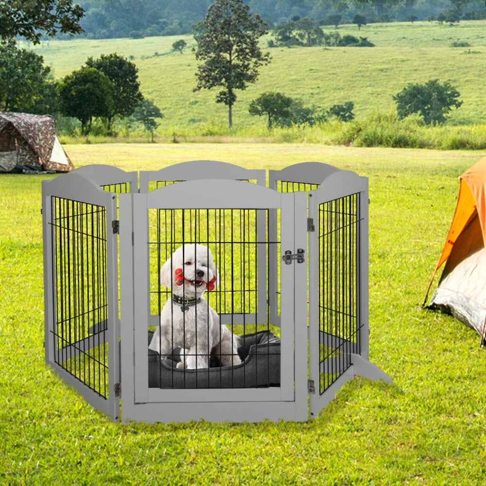 PaWz 6 Panels Pet Dog Playpen Puppy Exercise Cage Enclosure Fence Indoor Grey Cares Fast shipping On sale