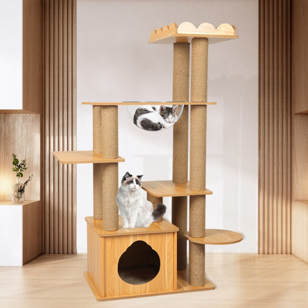 PaWz Cat Tree Scratching Post Scratcher Cats Tower Wood Condo Toys House 130cm Cares Fast shipping On sale