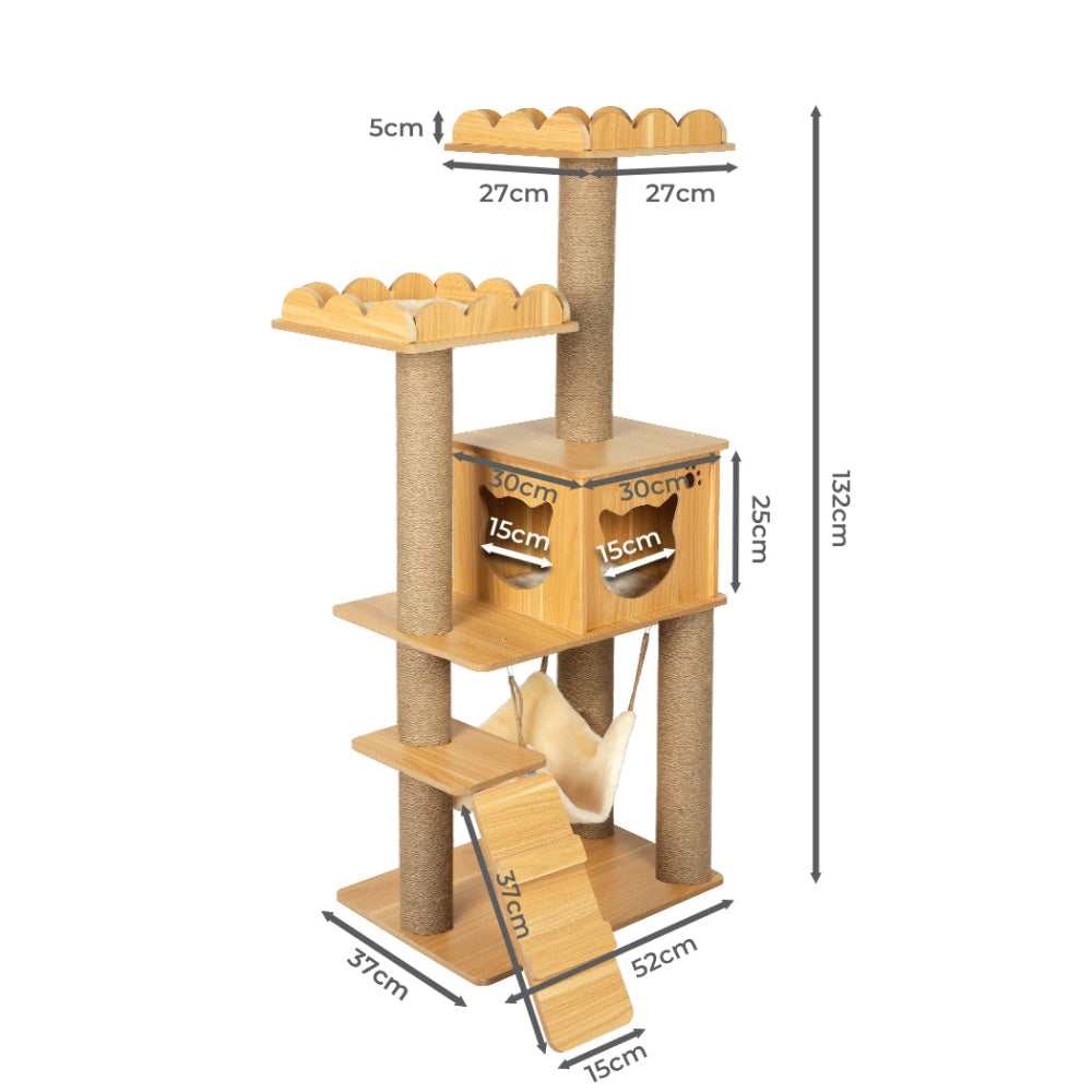 PaWz Cat Tree Scratching Post Scratcher Cats Tower Wood Condo Toys House 132cm Cares Fast shipping On sale