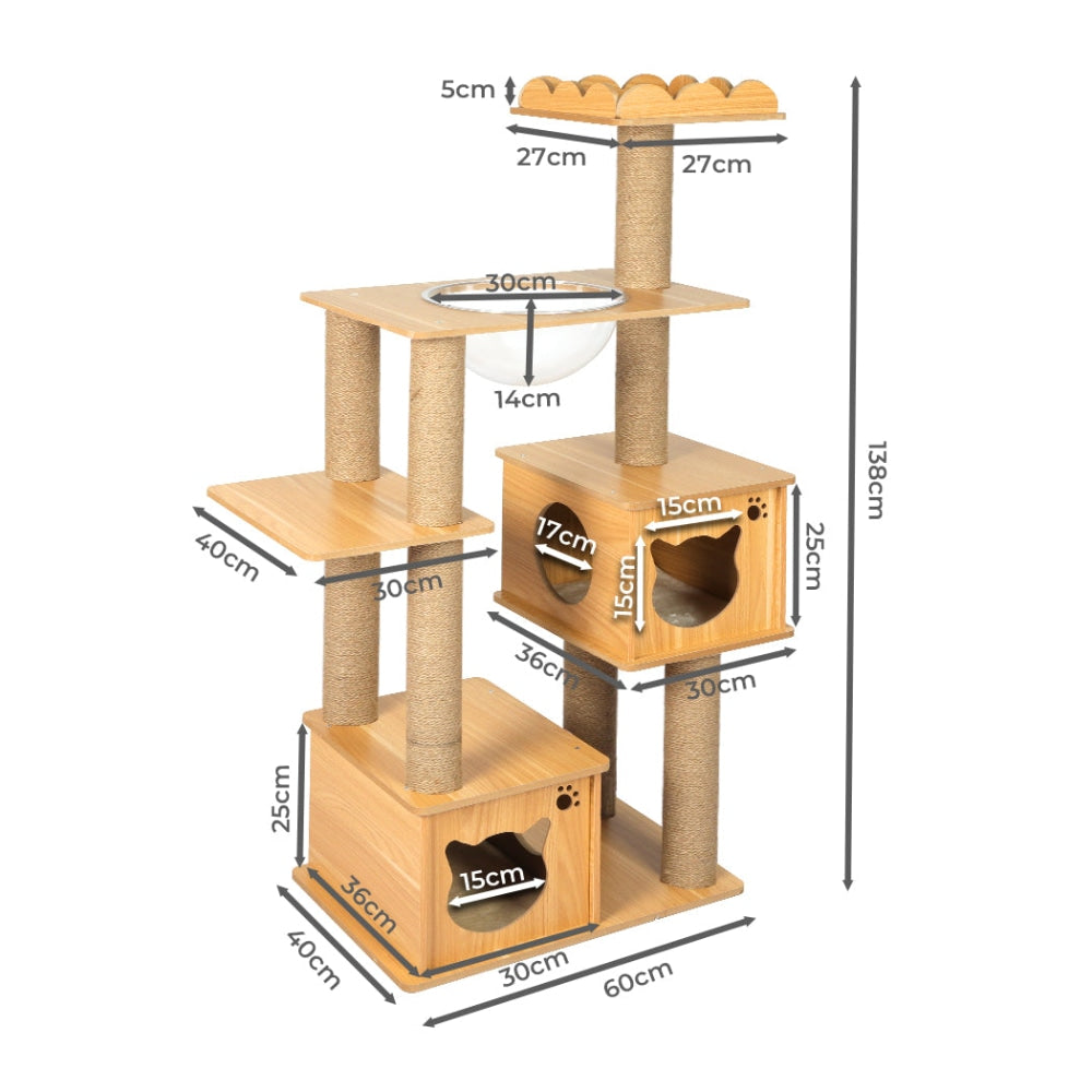PaWz Cat Tree Scratching Post Scratcher Cats Tower Wood Condo Toys House 138cm Cares Fast shipping On sale