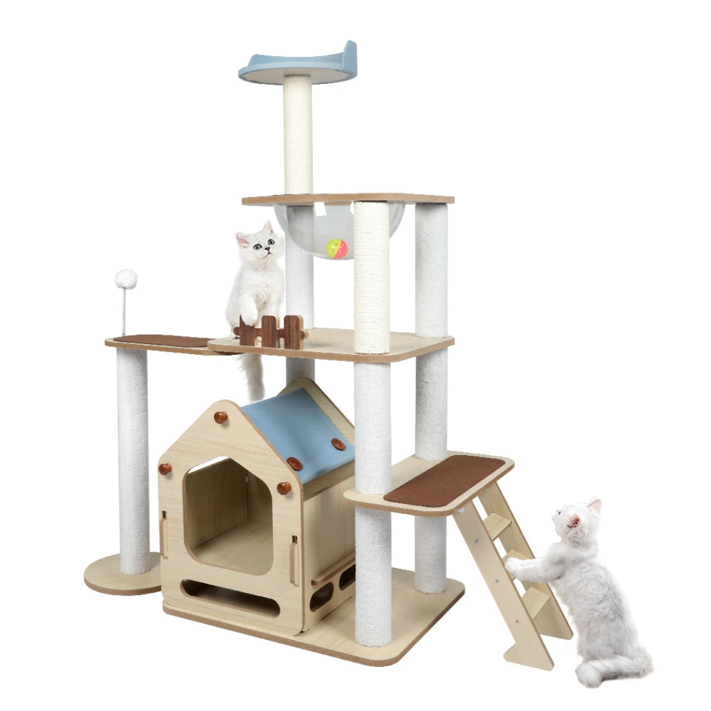 PaWz Cat Tree Scratching Post Scratcher Cats Tower Wood Condo Toys House 138cm Dog Cares Fast shipping On sale