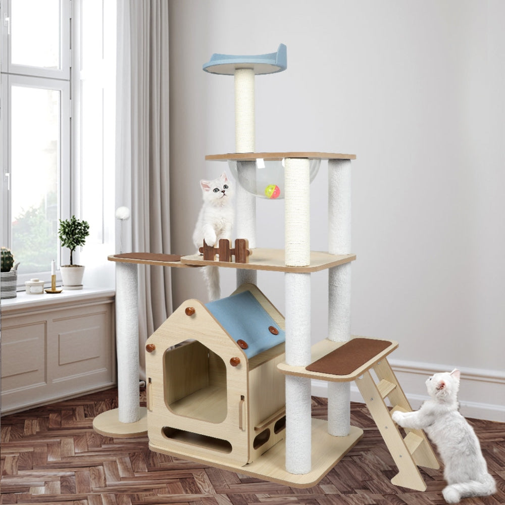PaWz Cat Tree Scratching Post Scratcher Cats Tower Wood Condo Toys House 138cm Dog Cares Fast shipping On sale