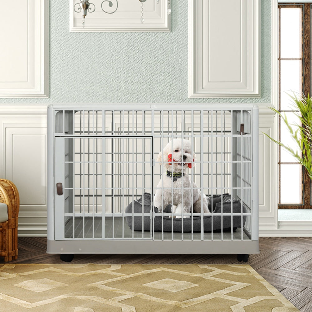 PaWz Dog Crate Pet Kennel Indoor Sturdy ABS Plastic Wheels Double Door L Cares Fast shipping On sale