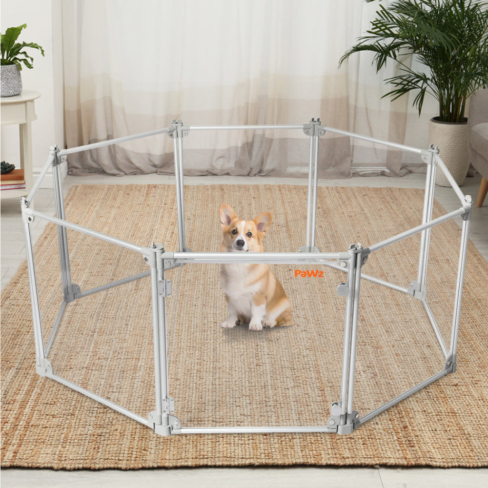 Pawz Pet Playpen Transparent Acrylic Clear Folding Dog Fence Kennel 8 Panel Cares Fast shipping On sale