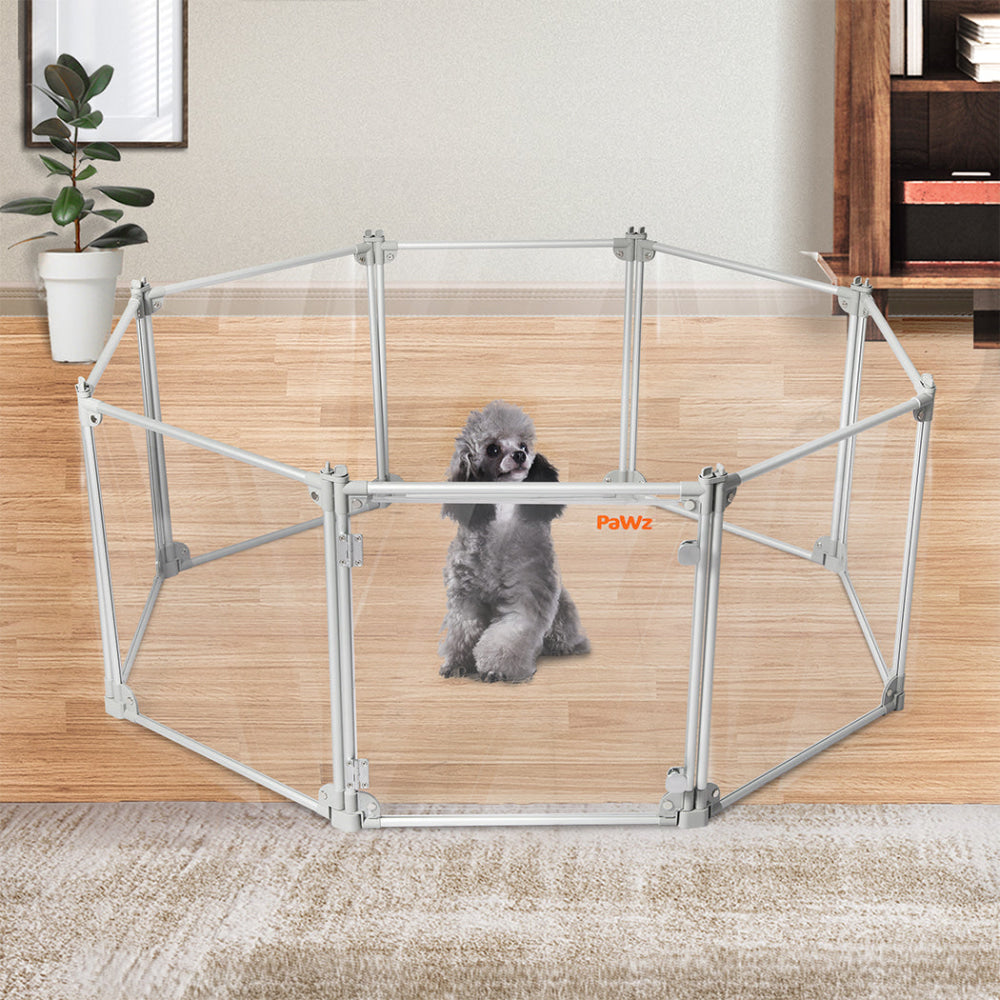 Pawz Pet Playpen Transparent Acrylic Clear Folding Dog Fence Kennel 8 Panel Cares Fast shipping On sale