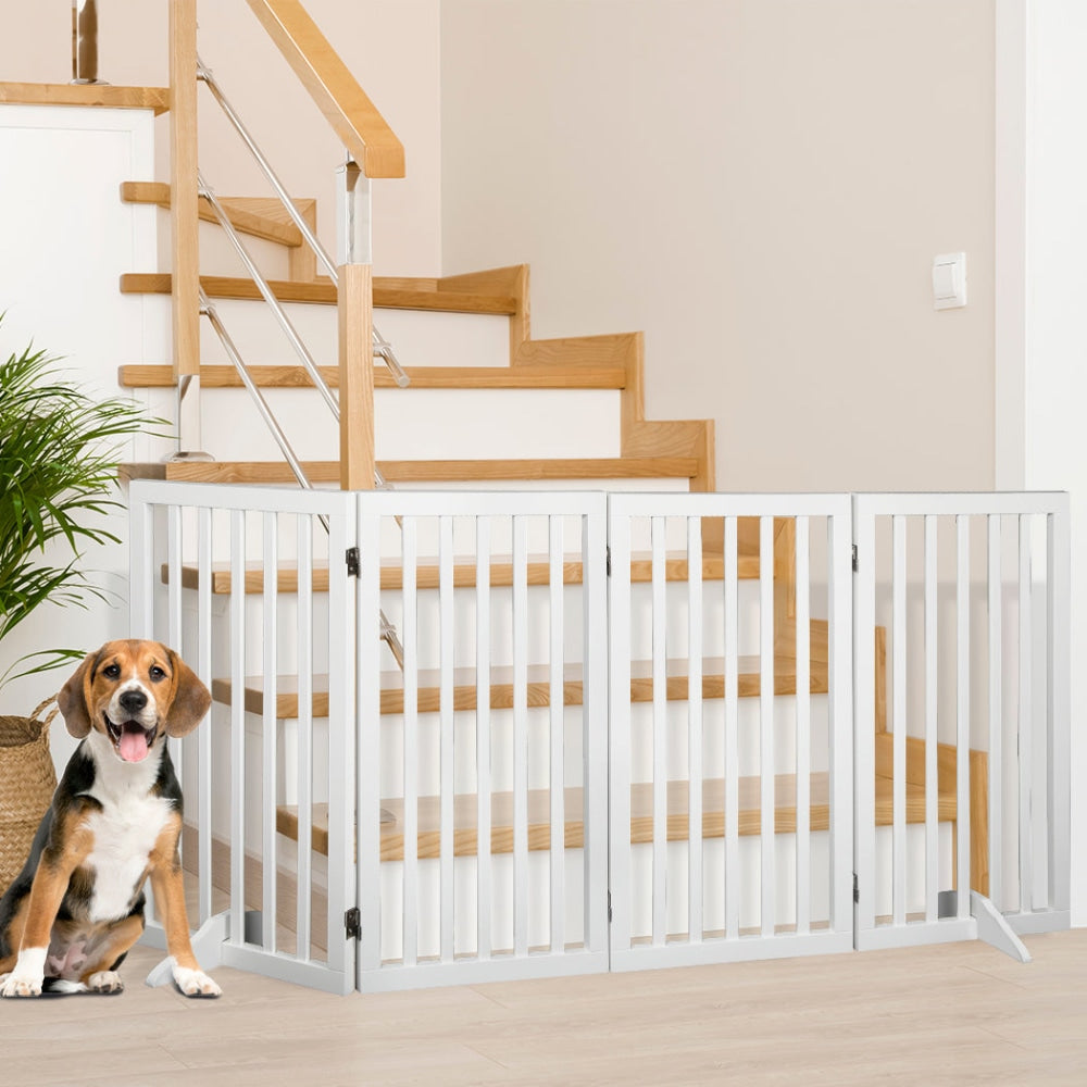 PaWz Wooden Pet Gate Dog Fence Safety Stair Barrier Security Door 4 Panel Large Cares Fast shipping On sale