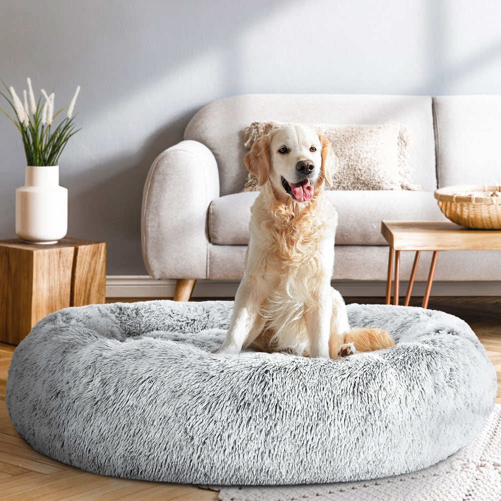 Pet Bed Dog Cat Calming Extra Large 110cm Charcoal Sleeping Comfy Washable Cares Fast shipping On sale
