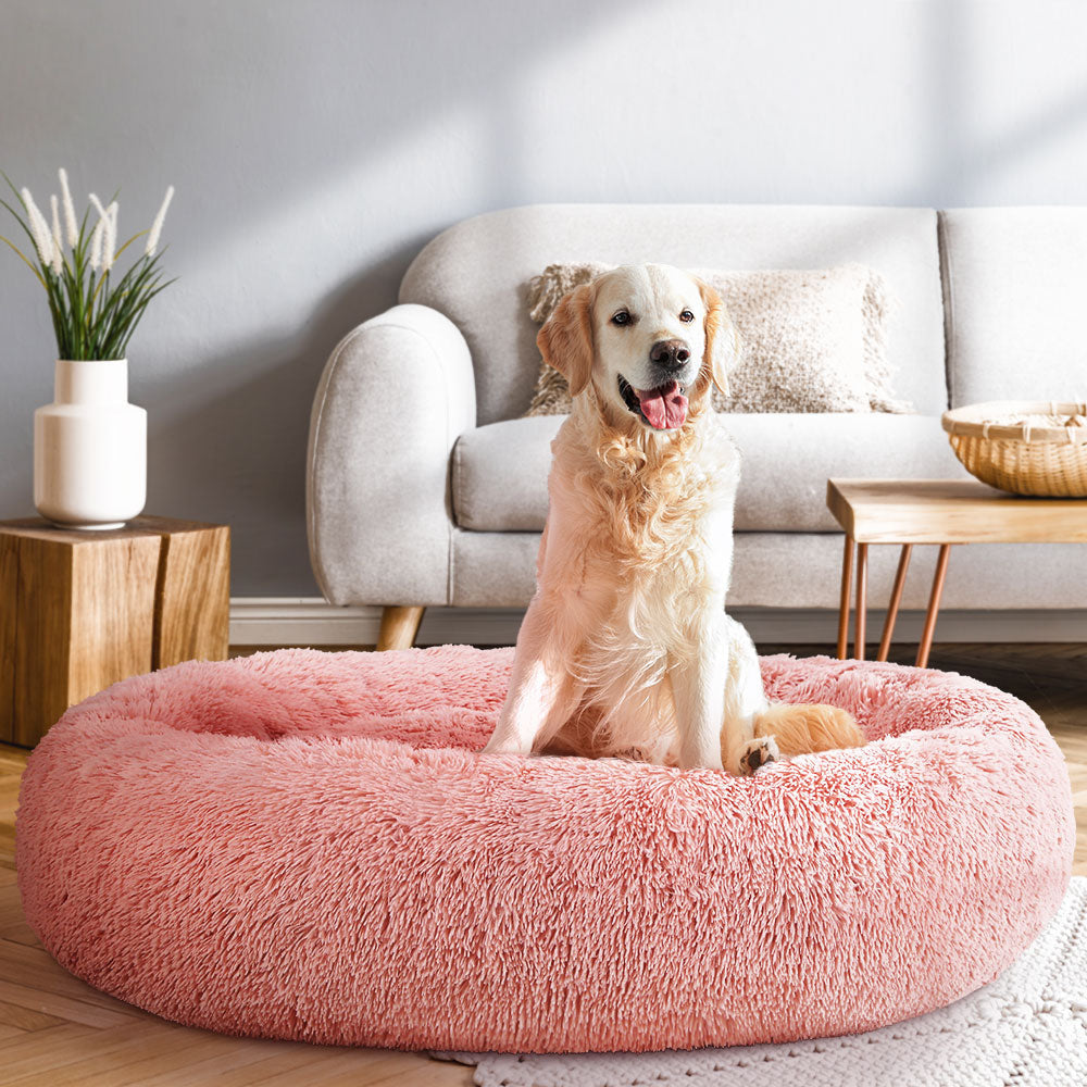 Pet Bed Dog Cat Calming Extra Large 110cm Pink Sleeping Comfy Washable Cares Fast shipping On sale
