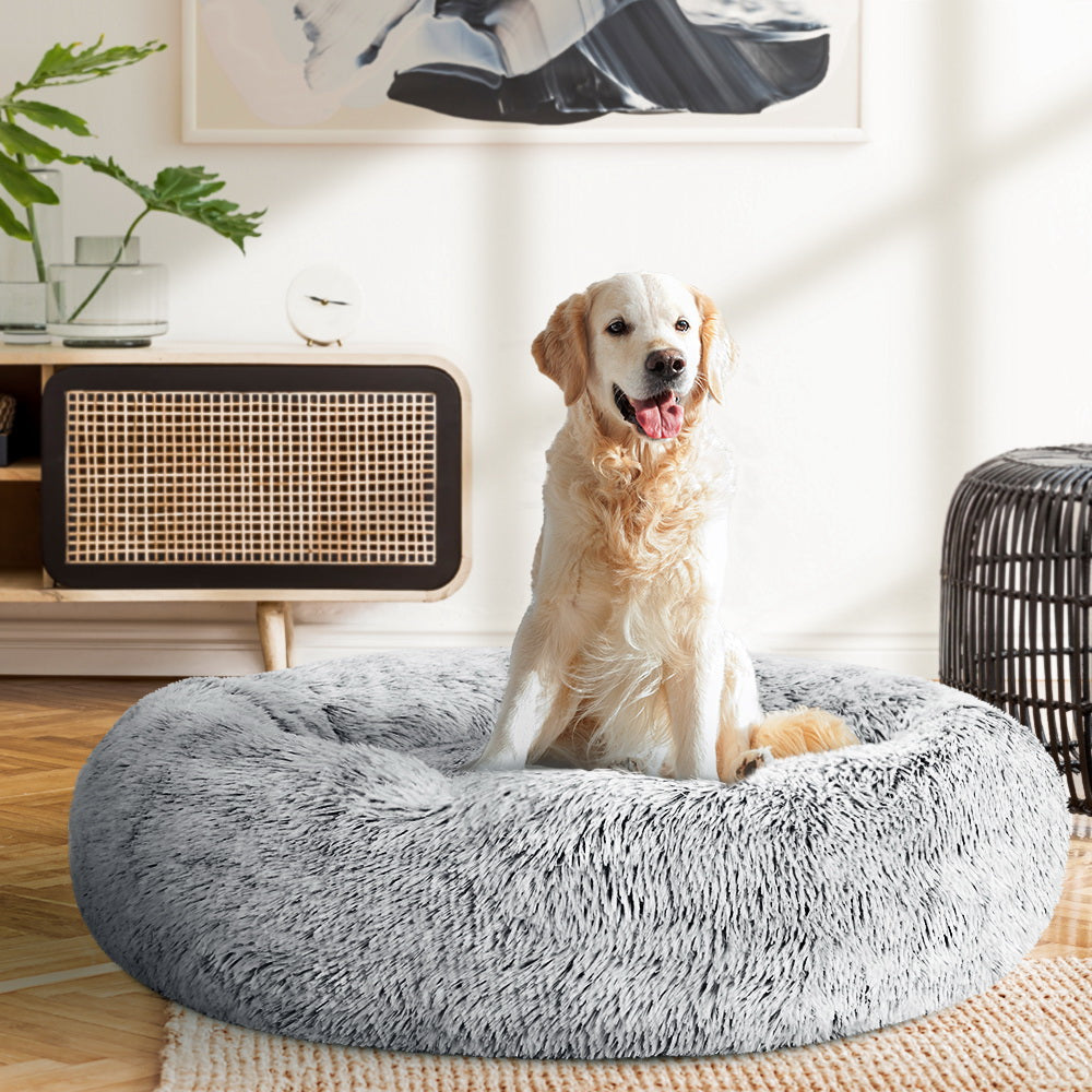 Pet Bed Dog Cat Calming Large 90cm Charcoal Sleeping Comfy Cave Washable Cares Fast shipping On sale