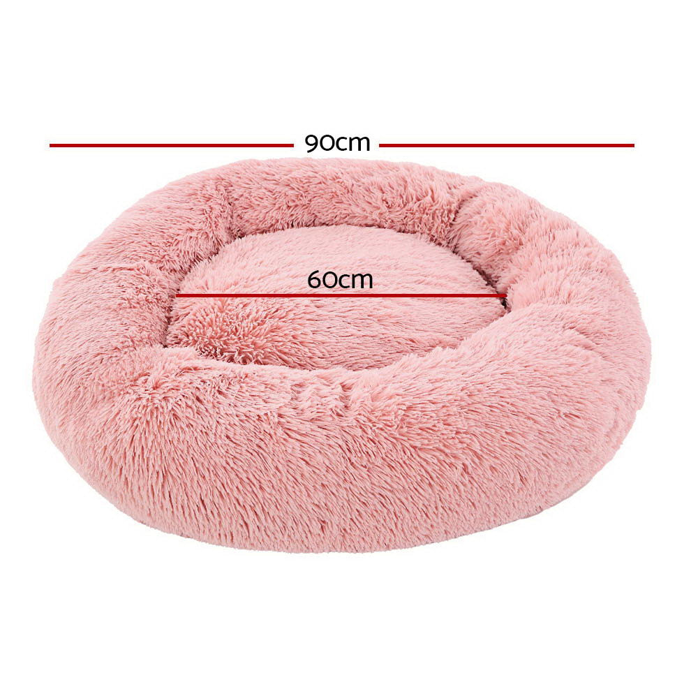 Pet Bed Dog Cat Calming Large 90cm Pink Sleeping Comfy Cave Washable Cares Fast shipping On sale
