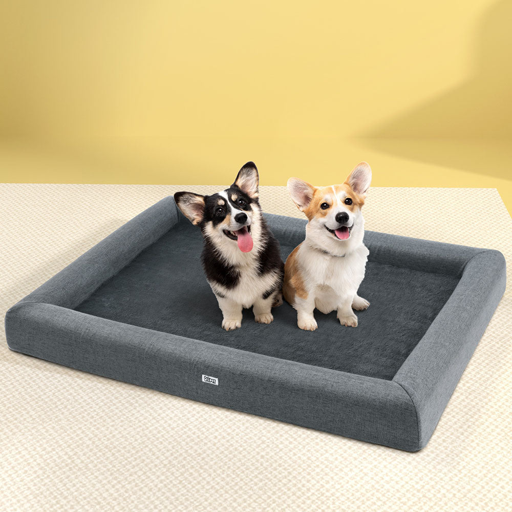 Pet Bed Dog Cat Extra Large Calming Soft Sofa Cushion Egg Crate Washable Grey Cares Fast shipping On sale