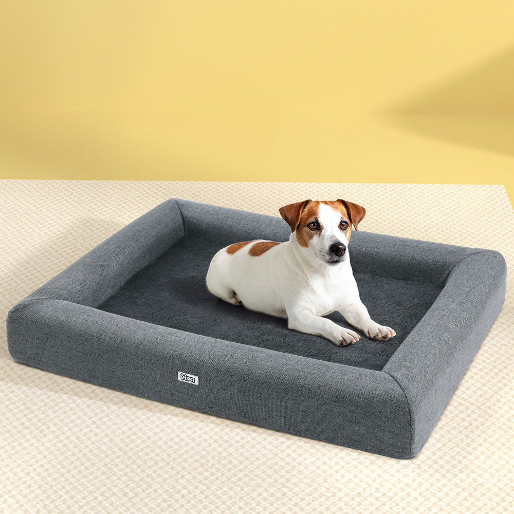 Pet Bed Dog Cat Large Calming Soft Sofa Cushion Egg Crate Washable Grey Cares Fast shipping On sale