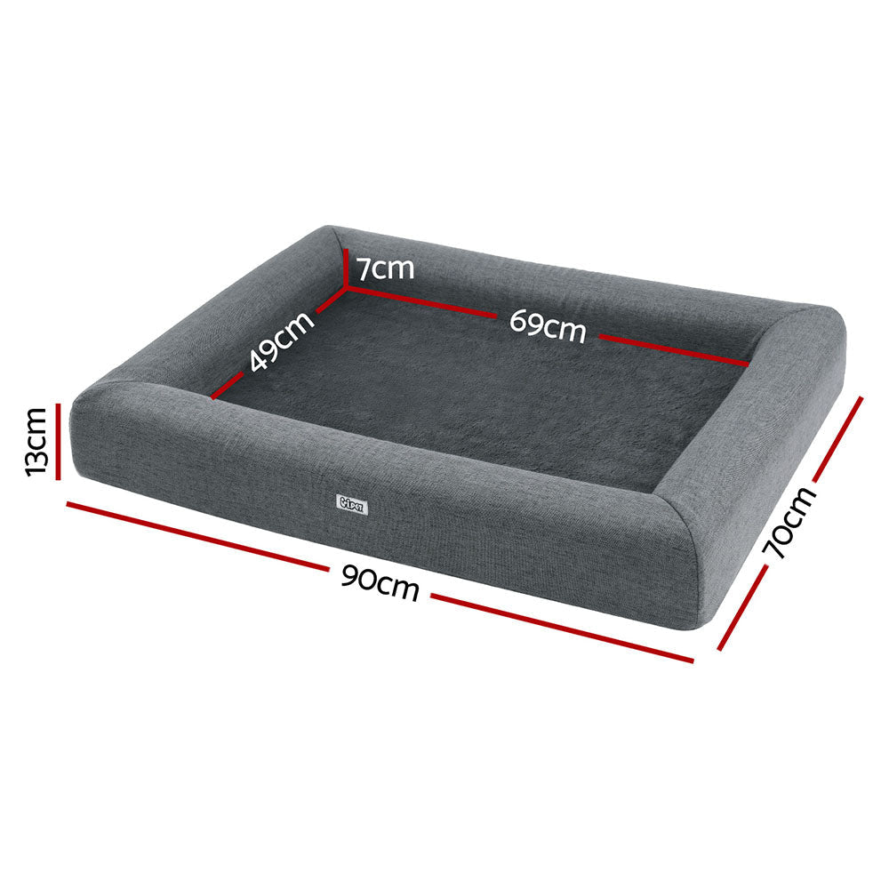 Pet Bed Dog Cat Large Calming Soft Sofa Cushion Egg Crate Washable Grey Cares Fast shipping On sale