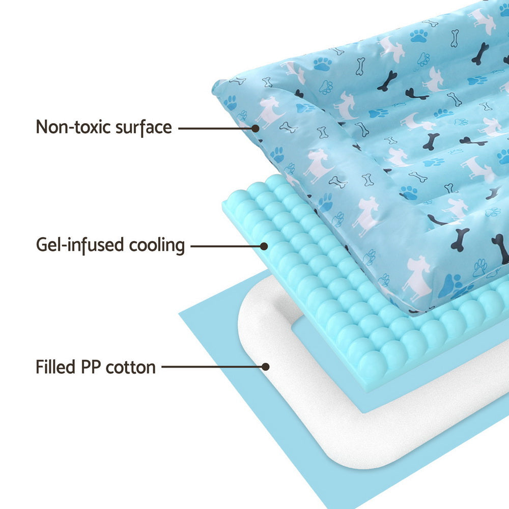 Pet Cooling Mat Gel Dog Cat Self-cool Puppy Pad Large Bed Summer Blue Cares Fast shipping On sale